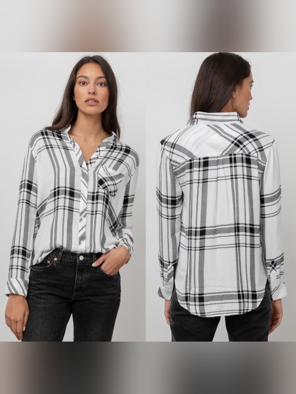 Rails (220$) | White Ash Plaid Button Down Shirt, Size M